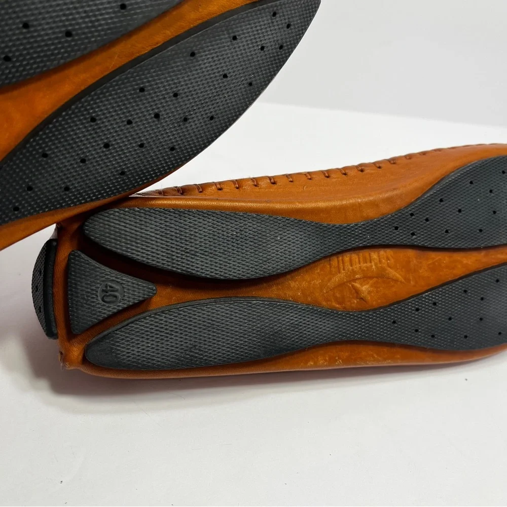 PIKOLINOS Jerez Brown Leather Slip On Woven Preppy Moccasins Loafers SZ 40